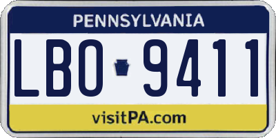 PA license plate LBO9411