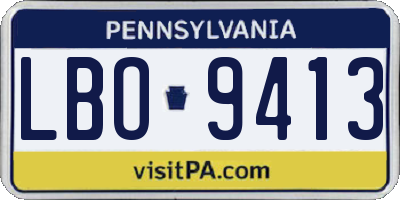 PA license plate LBO9413
