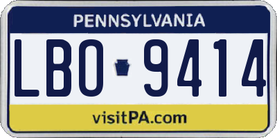 PA license plate LBO9414