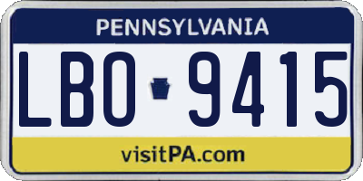 PA license plate LBO9415