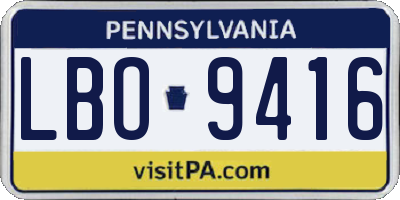 PA license plate LBO9416