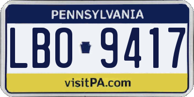 PA license plate LBO9417