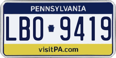 PA license plate LBO9419