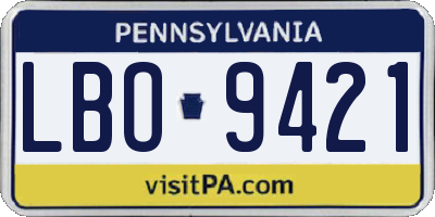 PA license plate LBO9421