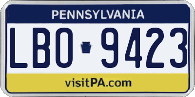 PA license plate LBO9423