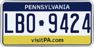 PA license plate LBO9424