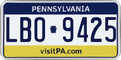 PA license plate LBO9425