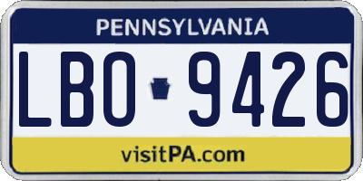 PA license plate LBO9426