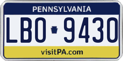 PA license plate LBO9430