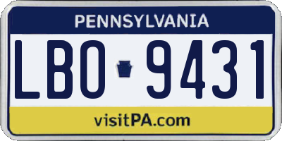 PA license plate LBO9431
