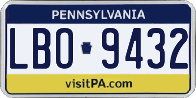 PA license plate LBO9432