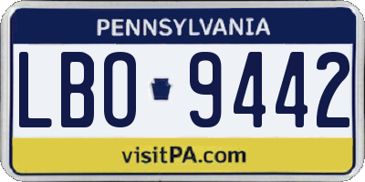 PA license plate LBO9442