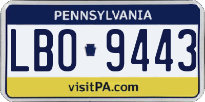 PA license plate LBO9443