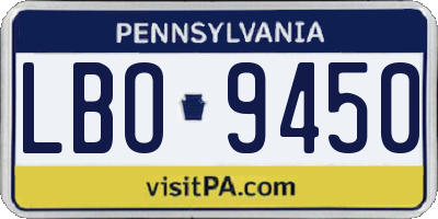 PA license plate LBO9450