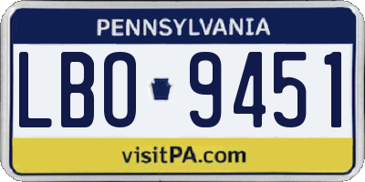 PA license plate LBO9451