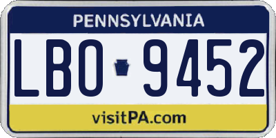 PA license plate LBO9452