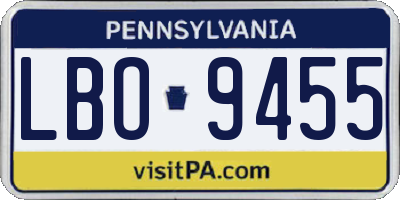 PA license plate LBO9455