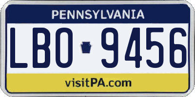 PA license plate LBO9456