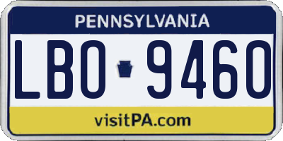 PA license plate LBO9460