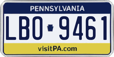 PA license plate LBO9461