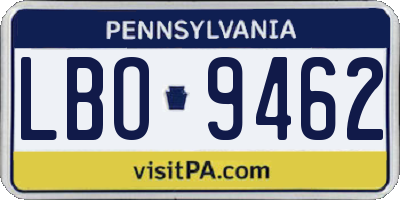 PA license plate LBO9462