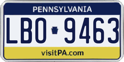 PA license plate LBO9463
