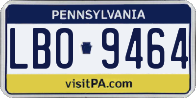 PA license plate LBO9464