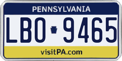 PA license plate LBO9465