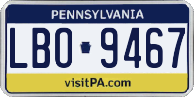 PA license plate LBO9467