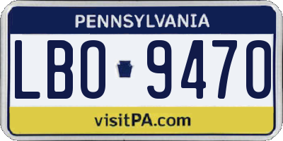 PA license plate LBO9470