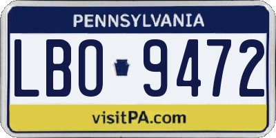 PA license plate LBO9472