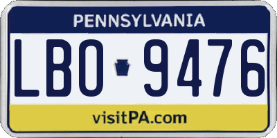 PA license plate LBO9476