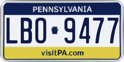 PA license plate LBO9477