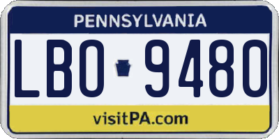 PA license plate LBO9480