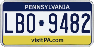 PA license plate LBO9482