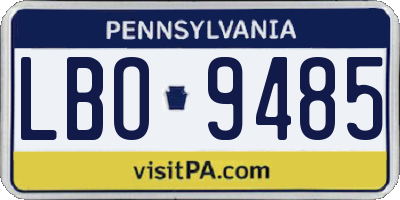 PA license plate LBO9485