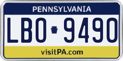 PA license plate LBO9490
