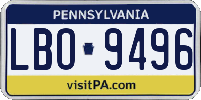 PA license plate LBO9496