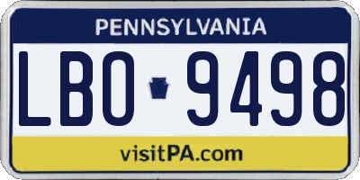 PA license plate LBO9498