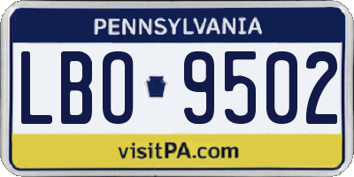 PA license plate LBO9502