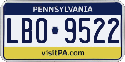 PA license plate LBO9522