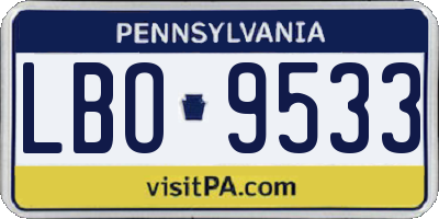 PA license plate LBO9533