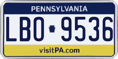 PA license plate LBO9536
