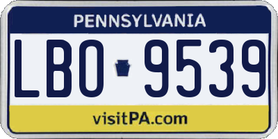 PA license plate LBO9539