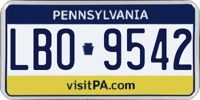PA license plate LBO9542