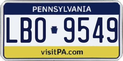 PA license plate LBO9549