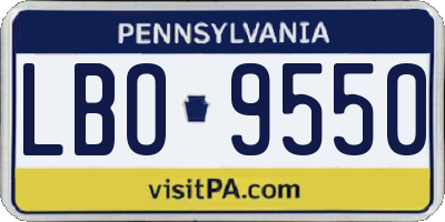 PA license plate LBO9550