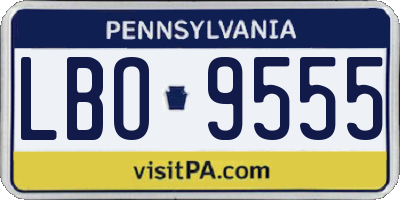 PA license plate LBO9555