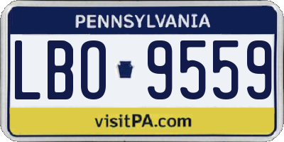 PA license plate LBO9559