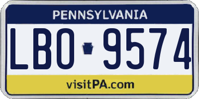 PA license plate LBO9574